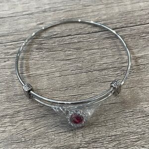 Silver Red Birthstone Round Bracelet